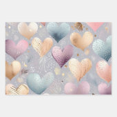 Schöne Elegante Pastel Hearts Geschenkpapier Set (Vorderseite)