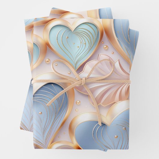 Schöne Elegante Pastel Hearts Geschenkpapier Set (Beispiel)