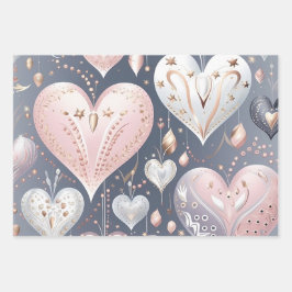 Schöne Elegante Pastel Hearts Geschenkpapier Set