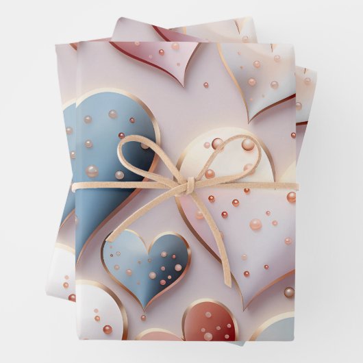 Schöne Elegante Pastel Hearts Geschenkpapier Set (Beispiel)