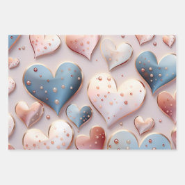 Schöne Elegante Pastel Hearts Geschenkpapier Set