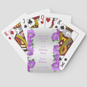 Schöne elegante Petunien Floral Geburtstag Spielkarten