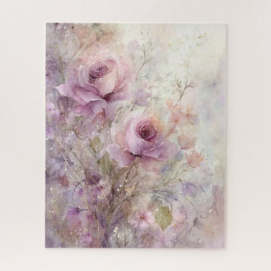 Schöne, elegante rosa florale Rose Puzzle (Vertikal)