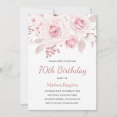 Schöne Elegante Rose Frauen 70. Geburtstag Einladung (Vorderseite)