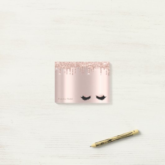 Schöne Elegante Rose Gold Glitzer Tropfen Imitate  Post-it Klebezettel (Auf Schreibtisch)