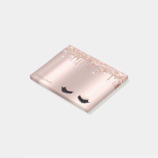 Schöne Elegante Rose Gold Glitzer Tropfen Imitate Post-it Klebezettel (angewinkelt)