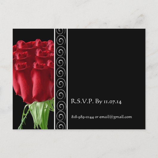 Schöne Elegante Rote Rose Hochzeit Einladung (Rückseite)