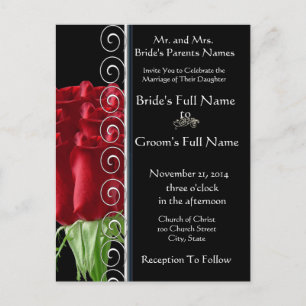 Schöne Elegante Rote Rose Hochzeit Einladung
