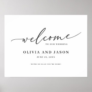Schöne Elegante Schrift Willkommen Hochzeitsschild Poster