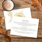 Schöne elegante Sonnenblumen Herbsthochzeit Begleitkarte