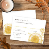 Schöne Elegante Sonnenblumen Hochzeit im Herbst An RSVP Karte
