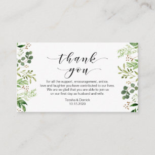 Schöne, elegante Vegetation, Hochzeit Vielen Dank Begleitkarte