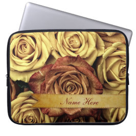Schöne elegante Vintage gelbe Rosen mit Band Laptopschutzhülle