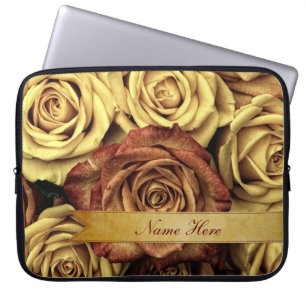 Schöne elegante Vintage gelbe Rosen mit Band Laptopschutzhülle