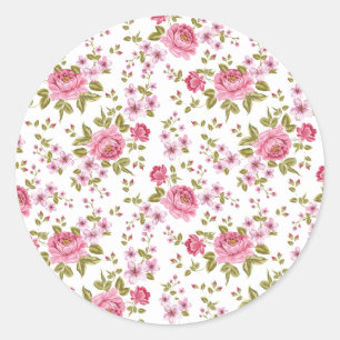 Schöne elegante Vintage-Rosen-Dekoration Runder Aufkleber