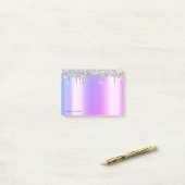 Schöne Elegante Violet Silver Glitzer Tropfen Post-it Klebezettel (Auf Schreibtisch)