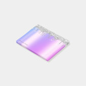 Schöne Elegante Violet Silver Glitzer Tropfen Post-it Klebezettel (angewinkelt)