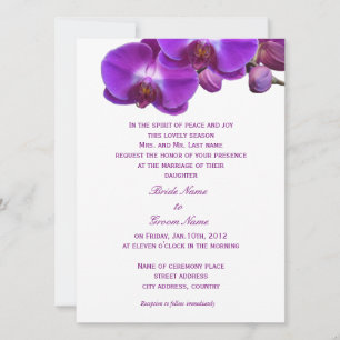 Schöne, elegante, violette Orchideen-Blumen-Hochze Einladung
