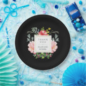 Schöne Elegante Wasserfarben Peonings auf dem Schw Pappteller (Party)