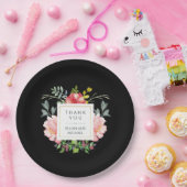 Schöne Elegante Wasserfarben Peonings auf dem Schw Pappteller (Party)