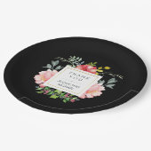 Schöne Elegante Wasserfarben Peonings auf dem Schw Pappteller (Schrägansicht)