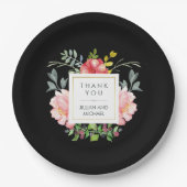 Schöne Elegante Wasserfarben Peonings auf dem Schw Pappteller (Vorderseite)