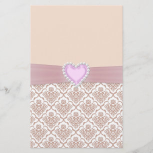 Schöne, elegante weiße Perlen Wirkung Herz Briefpapier