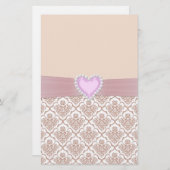 Schöne, elegante weiße Perlen Wirkung Herz Briefpapier (Vorne/Hinten)