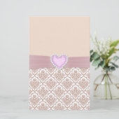 Schöne, elegante weiße Perlen Wirkung Herz Briefpapier (Stehend Vorderseite)