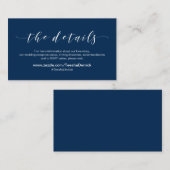 Schöne Eleganz, Navy Blue, Hochzeitdetails Begleitkarte (Vorne/Hinten)