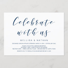 Schöne Eleganz, Navy Blue, Hochzeitsfeier Einladung