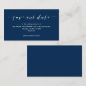 Schöne Eleganz, Navy Blue, Save the Date Begleitkarte (Vorne/Hinten)