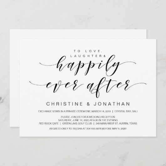 Schöne Eleganz, Schwarz, Hochzeitsfeier Einladung (Vorne/Hinten)