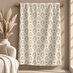 Schöne Elfenbein-Beige-Boho-Regenbogen-Decke Deko Fleecedecke