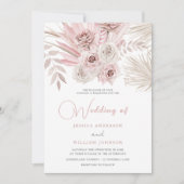 Schöne Elfenbein & Dusty Rose Bohemische Hochzeit Einladung (Vorderseite)