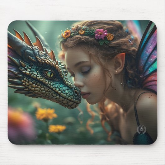 Schöne Elfengrüner Drachen Design Mousepad (Vorne)