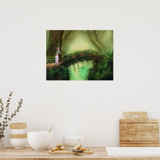 Schöne Elfsmühle in Fantasy Verzauberter Wald Poster (Küche)