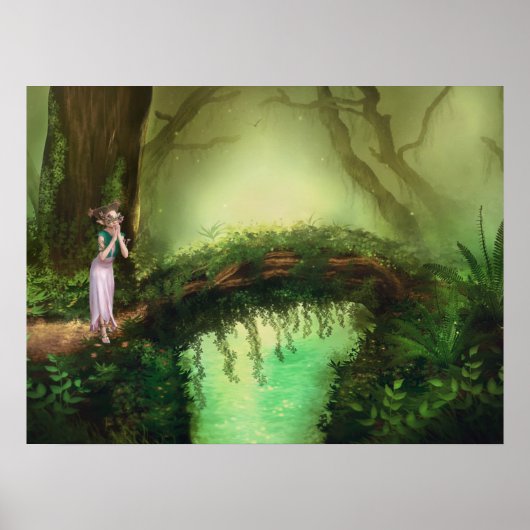 Schöne Elfsmühle in Fantasy Verzauberter Wald Poster (Vorne)
