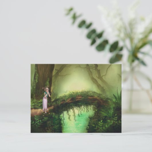 Schöne Elfsmühle in Fantasy Verzauberter Wald Postkarte (Stehend Vorderseite)