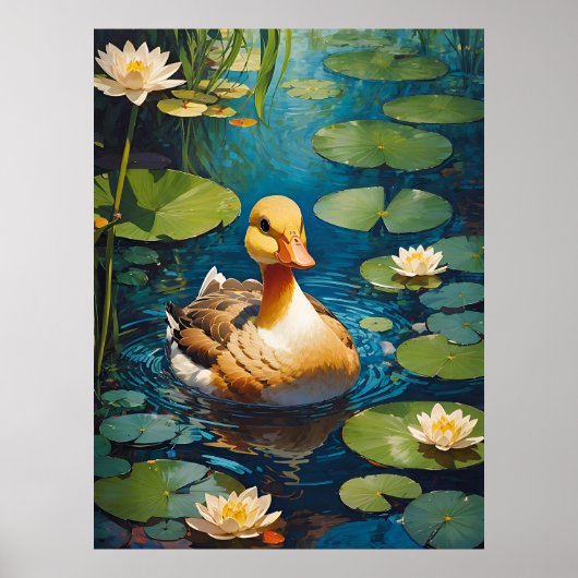 Schöne Ente am Teich Poster (Vorne)