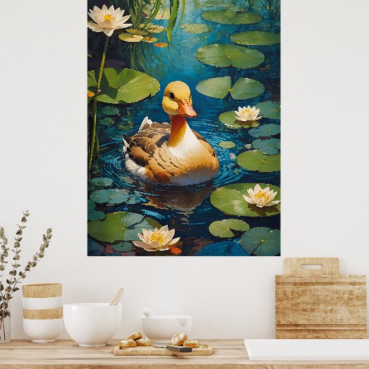 Schöne Ente am Teich Poster (Küche)