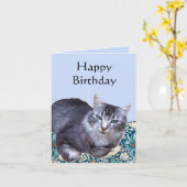 Schöne, entspannende Katze bearbeitbar Karte (Gelbe Blume)