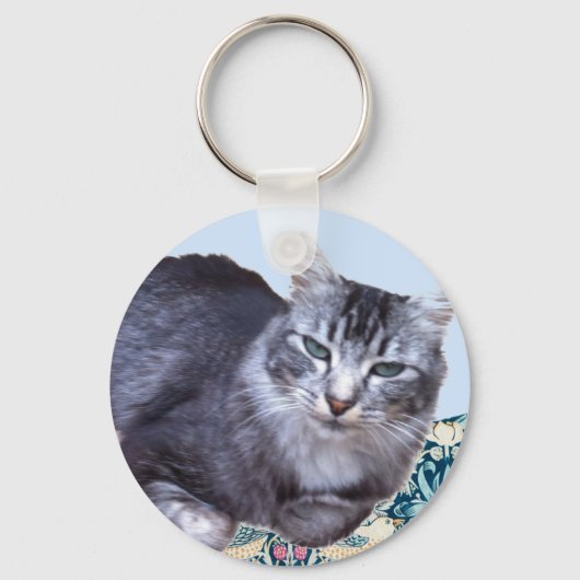 Schöne entspannte Katze Schlüsselanhänger (Vorderseite)