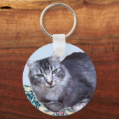 Schöne entspannte Katze Schlüsselanhänger (Rückseite)