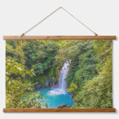 Schöne Entspannung Blaue Einzigartiger Wasserfall Wandteppich Mit Holzrahmen (Vorne)