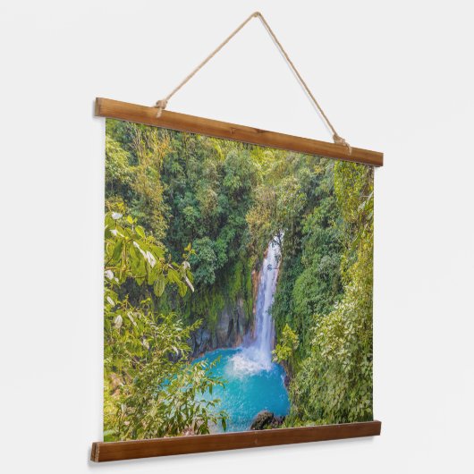 Schöne Entspannung Blaue Einzigartiger Wasserfall  Wandteppich Mit Holzrahmen (Gewinkelt)