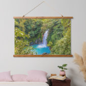 Schöne Entspannung Blaue Einzigartiger Wasserfall  Wandteppich Mit Holzrahmen (Schlafzimmer)