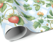 Schöne Erdbeeren und Blumenbridal Geschenkpapier (Rolleneckpunkt)