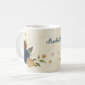 Schöne Erdtöne-Navy-Blumen Kaffeetasse (Vorderseite Links)