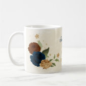 Schöne Erdtöne-Navy-Blumen Kaffeetasse (Links)